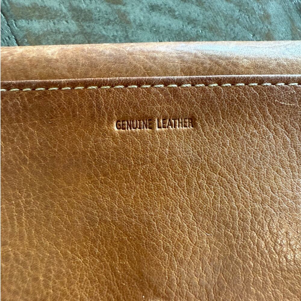 Vtg Fossil Genuine Leather Clutch Wallet Brown Camel Purse Pocketbook Check - Picture 4 of 5